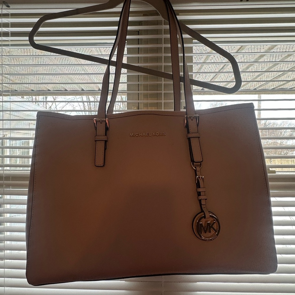 Michael Kors Beige Tote with Gold Accents